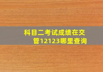 科目二考试成绩在交管12123哪里查询