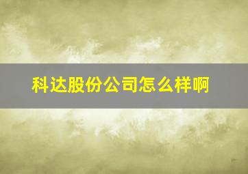 科达股份公司怎么样啊