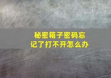 秘密箱子密码忘记了打不开怎么办