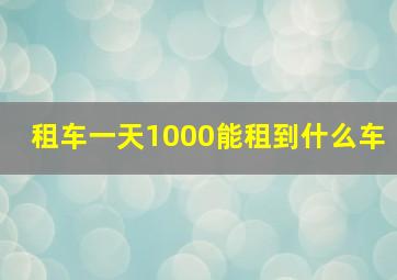 租车一天1000能租到什么车