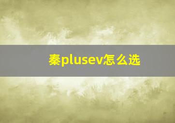 秦plusev怎么选