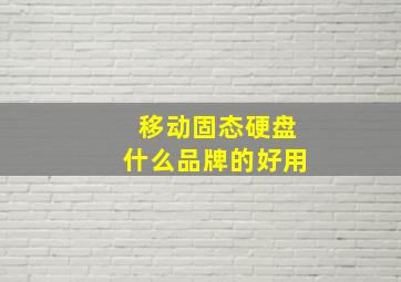 移动固态硬盘什么品牌的好用