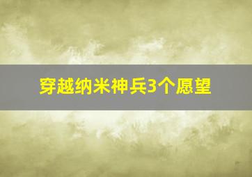 穿越纳米神兵3个愿望