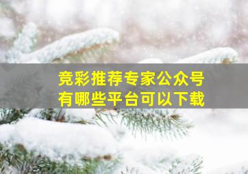 竞彩推荐专家公众号有哪些平台可以下载