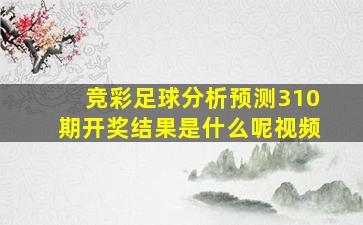 竞彩足球分析预测310期开奖结果是什么呢视频