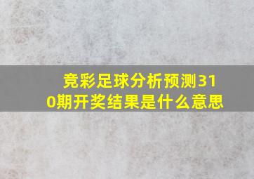 竞彩足球分析预测310期开奖结果是什么意思