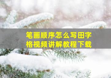 笔画顺序怎么写田字格视频讲解教程下载