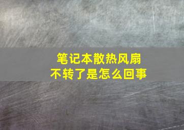 笔记本散热风扇不转了是怎么回事