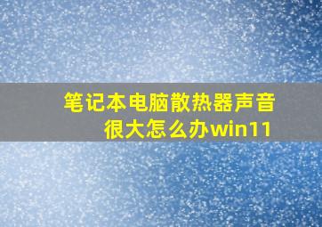 笔记本电脑散热器声音很大怎么办win11