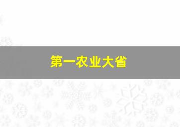 第一农业大省