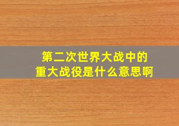 第二次世界大战中的重大战役是什么意思啊