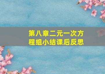 第八章二元一次方程组小结课后反思