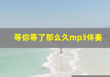 等你等了那么久mp3伴奏