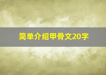 简单介绍甲骨文20字