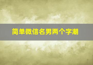 简单微信名男两个字潮