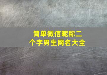 简单微信昵称二个字男生网名大全