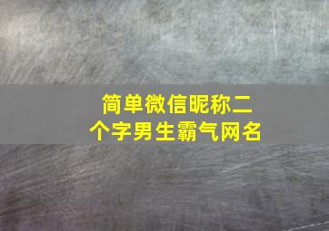 简单微信昵称二个字男生霸气网名