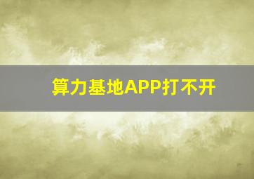 算力基地APP打不开