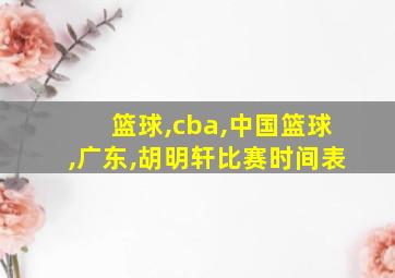 篮球,cba,中国篮球,广东,胡明轩比赛时间表