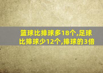 篮球比排球多18个,足球比排球少12个,排球的3倍