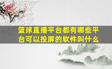 篮球直播平台都有哪些平台可以投屏的软件叫什么