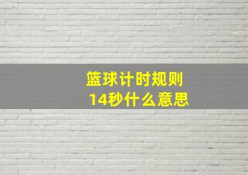 篮球计时规则14秒什么意思