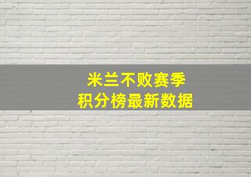 米兰不败赛季积分榜最新数据