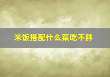 米饭搭配什么菜吃不胖