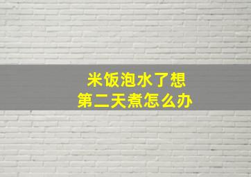 米饭泡水了想第二天煮怎么办