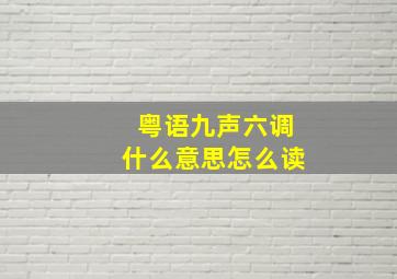 粤语九声六调什么意思怎么读