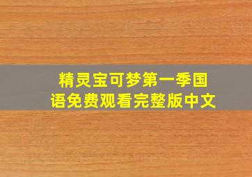 精灵宝可梦第一季国语免费观看完整版中文