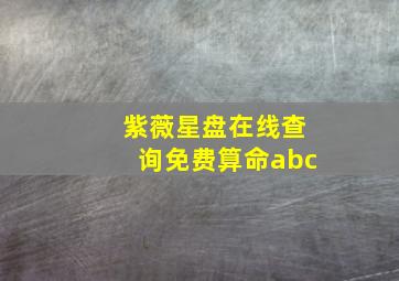 紫薇星盘在线查询免费算命abc