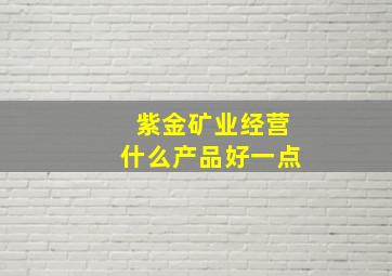 紫金矿业经营什么产品好一点