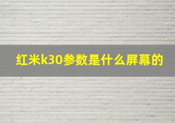 红米k30参数是什么屏幕的