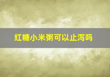 红糖小米粥可以止泻吗