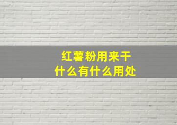 红薯粉用来干什么有什么用处