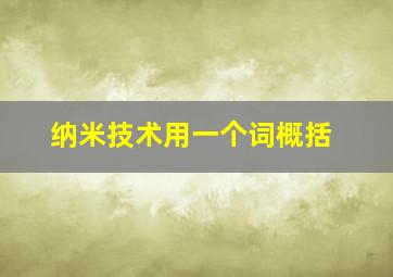 纳米技术用一个词概括