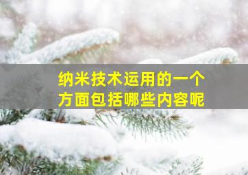 纳米技术运用的一个方面包括哪些内容呢