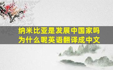 纳米比亚是发展中国家吗为什么呢英语翻译成中文