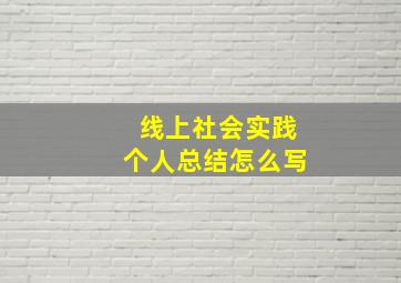 线上社会实践个人总结怎么写