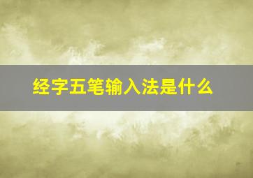 经字五笔输入法是什么