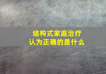 结构式家庭治疗认为正确的是什么