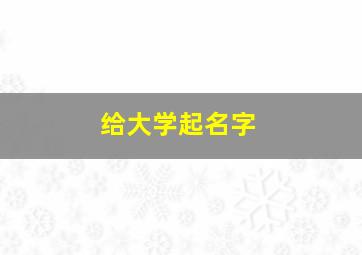 给大学起名字