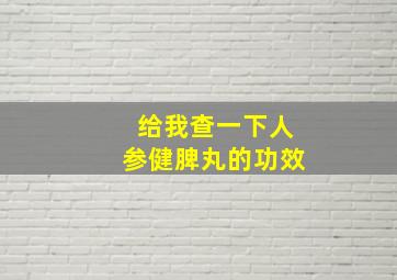 给我查一下人参健脾丸的功效