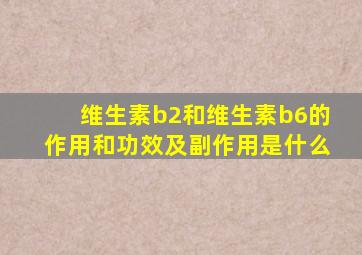 维生素b2和维生素b6的作用和功效及副作用是什么