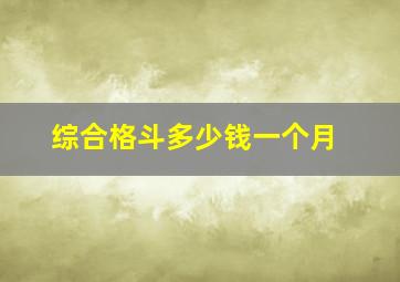 综合格斗多少钱一个月