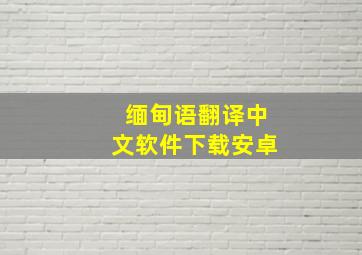 缅甸语翻译中文软件下载安卓