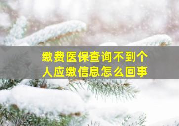 缴费医保查询不到个人应缴信息怎么回事