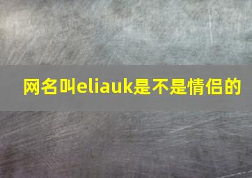 网名叫eliauk是不是情侣的