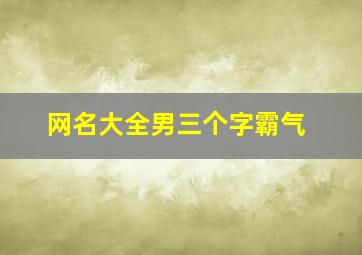 网名大全男三个字霸气